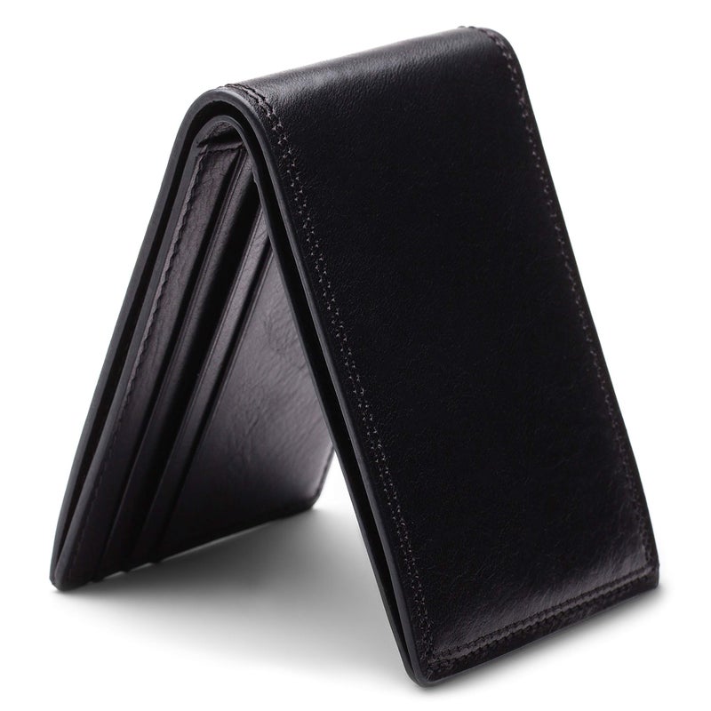 Bosca Menâ€™s Wallet, Dolce Leather Slim Bifold Wallet, Black - Image 2